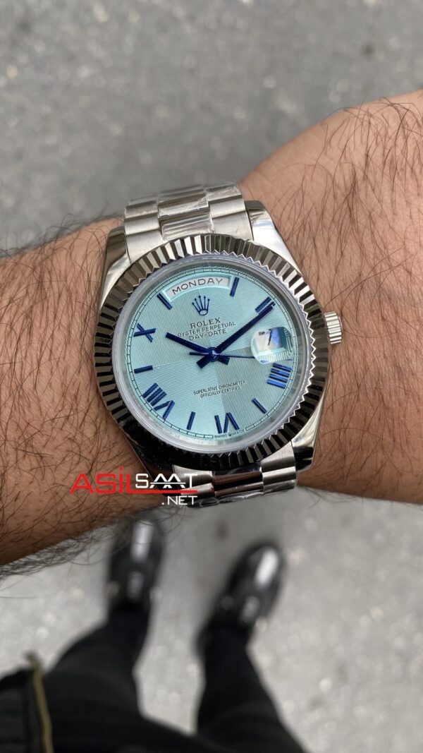Rolex Day Date Platinum Buz Mavisi 40 mm 228236 Replika Saat