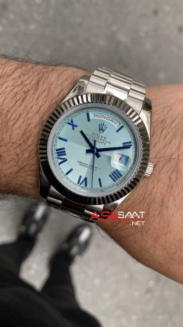 Rolex Day Date Platinum Buz Mavisi 40 mm 228236 Replika Saat