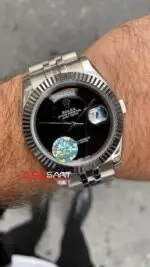 Rolex Day Date Siyah Kadran 40 mm 228239 Silver Replika Saat ROLDD040