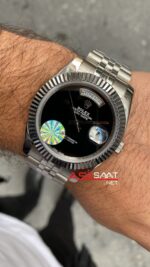 Rolex Day Date Siyah Kadran 40 mm 228239 Silver Replika Saat ROLDD040