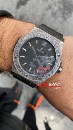 Hublot Classic Fushion Vendome İşlemeli Kasa Siyah Kadran HBV025