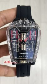 Hublot LaFerrari MP-05 Tourbillon Black Sapphire 46mm Siyah Şeffaf Replika Saat