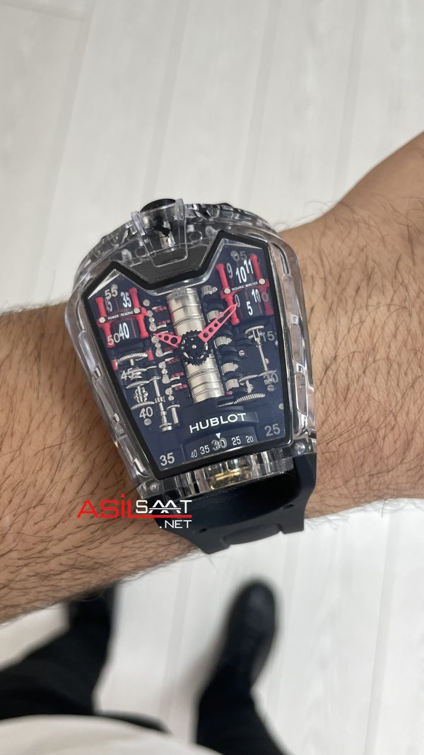 Hublot LaFerrari MP-05 Tourbillon Black Sapphire 46mm Siyah Şeffaf Replika Saat