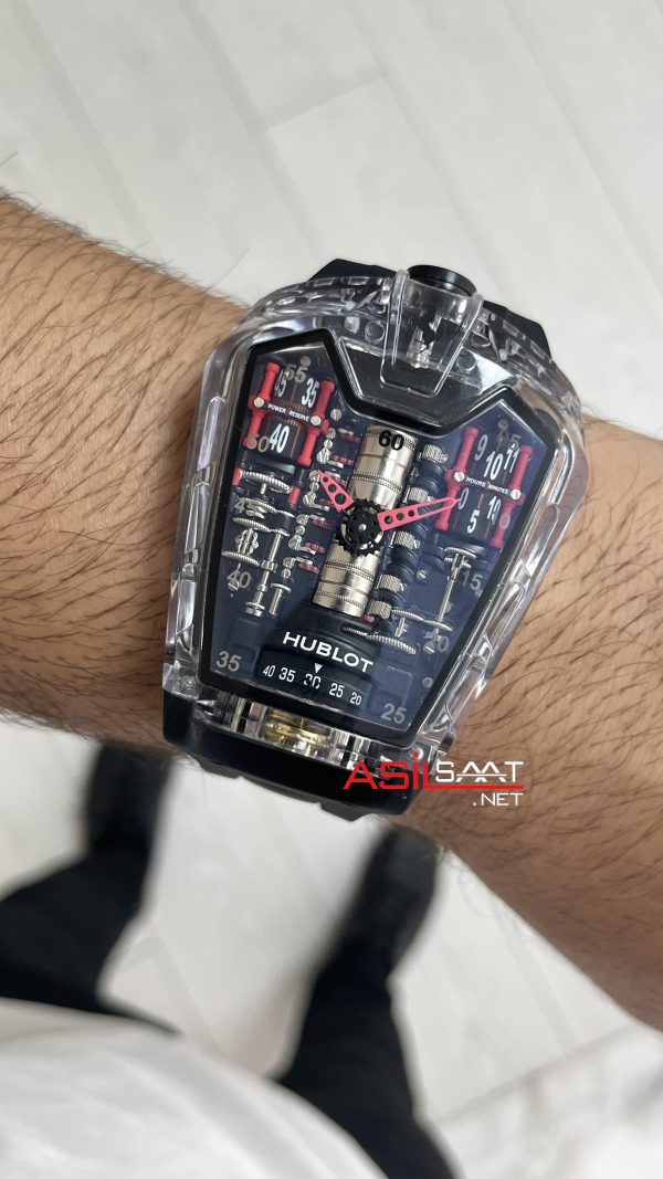 Hublot LaFerrari MP-05 Tourbillon Black Sapphire 46mm Siyah Şeffaf Replika Saat