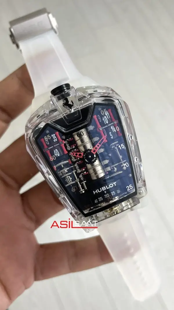 Hublot LaFerrari MP-05 Tourbillon Sapphire 46mm Şeffaf Replika Saat Hublot LaFerrari MP-05 Tourbillon Sapphire 46mm Şeffaf Replika Saat