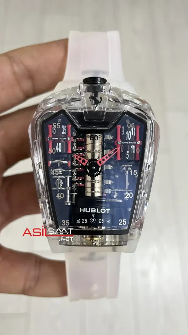 Hublot LaFerrari MP-05 Tourbillon Sapphire 46mm Şeffaf Replika Saat Hublot LaFerrari MP-05 Tourbillon Sapphire 46mm Şeffaf Replika Saat