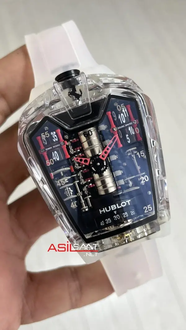 Hublot LaFerrari MP-05 Tourbillon Sapphire 46mm Şeffaf Replika Saat Hublot LaFerrari MP-05 Tourbillon Sapphire 46mm Şeffaf Replika Saat