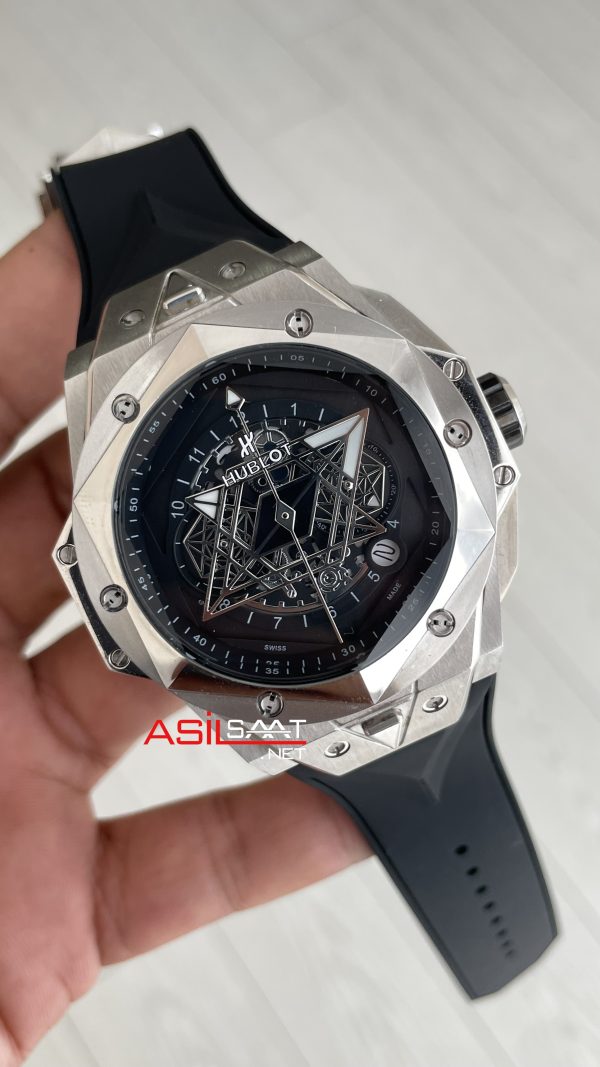 Hublot Sang Bleu II Siyah Kadran 45mm Silver Replika Saat Hublot Sang Bleu II Siyah Kadran 45mm Silver Replika Saat