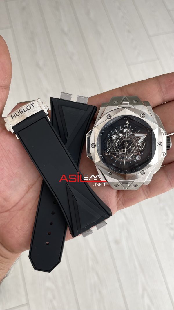 Hublot Sang Bleu II Siyah Kadran 45mm Silver Replika Saat Hublot Sang Bleu II Siyah Kadran 45mm Silver Replika Saat