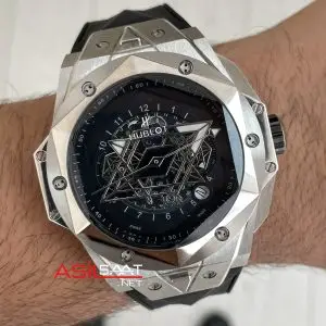Hublot Sang Bleu II Siyah Kadran 45mm Silver Replika Saat