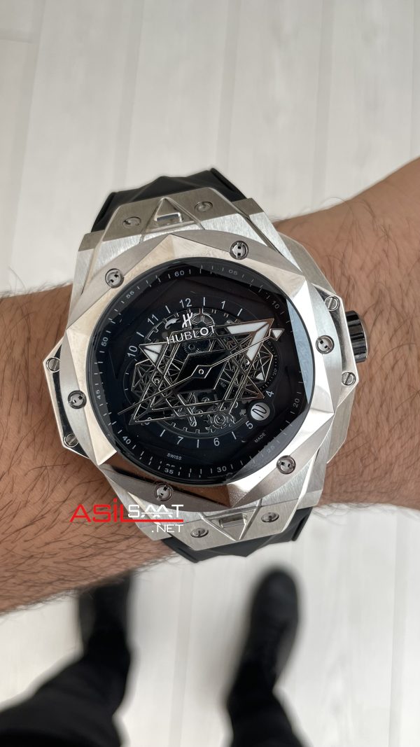 Hublot Sang Bleu II Siyah Kadran 45mm Silver Replika Saat Hublot Sang Bleu II Siyah Kadran 45mm Silver Replika Saat