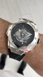 Hublot Sang Bleu II Siyah Kadran 45mm Silver Replika Saat
