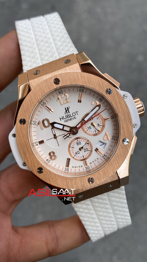 Hublot Tuiga 1909 Big Bang Beyaz Kadran Rose Kasa Replika Saat HBT007