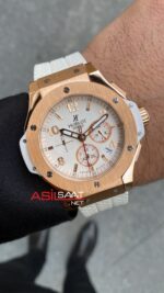 Hublot Tuiga 1909 Big Bang Beyaz Kadran Rose Kasa Replika Saat HBT007