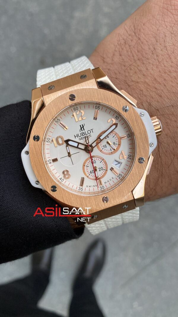 Hublot Tuiga 1909 Big Bang Beyaz Kadran Rose Kasa Replika Saat HBT007