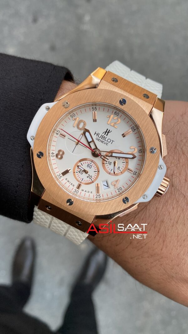 Hublot Tuiga 1909 Big Bang Beyaz Kadran Rose Kasa Replika Saat HBT007