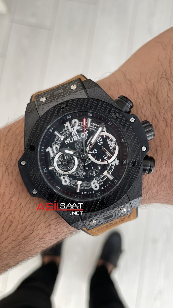 Hublot Unico Big Bang Kahverengi 44mm Black PVD Replika Saat