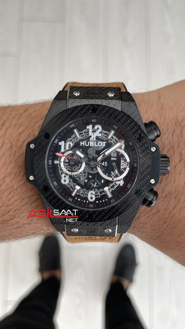 Hublot Unico Big Bang Kahverengi 44mm Black PVD Replika Saat