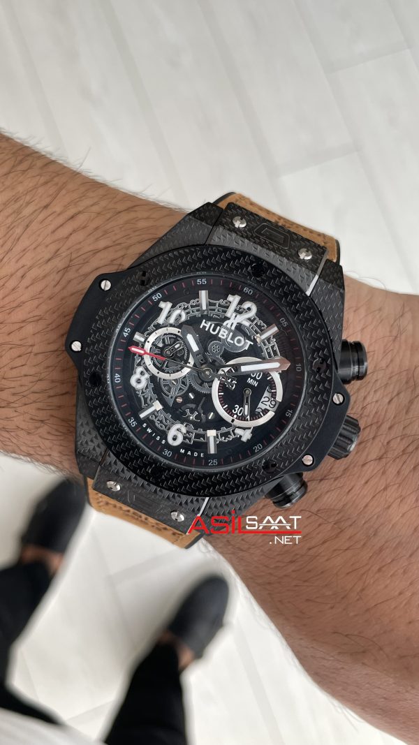 Hublot Unico Big Bang Kahverengi 44mm Black PVD Replika Saat