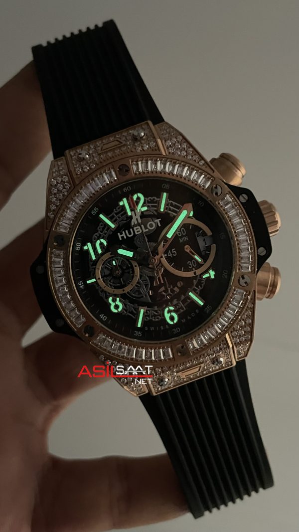 Hublot Unico Diamond Big Bang King 44mm Rose Replika Saat