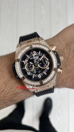 Hublot Unico Diamond Big Bang King 44mm Rose Replika Saat