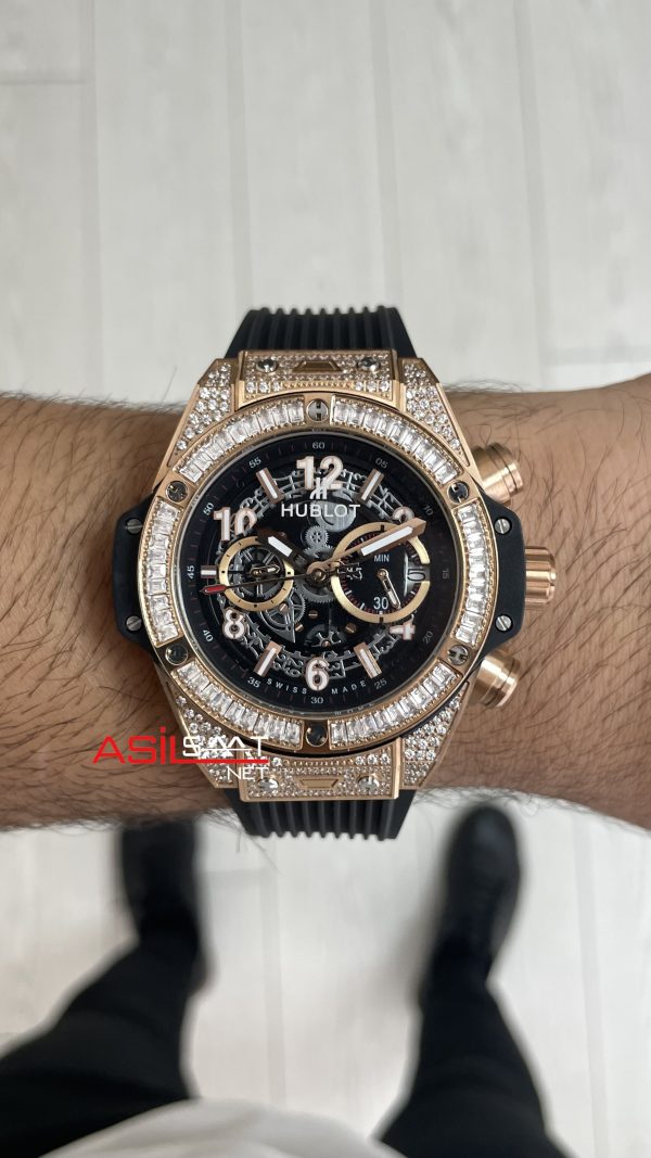 Hublot Unico Diamond Big Bang King 44mm Rose Replika Saat