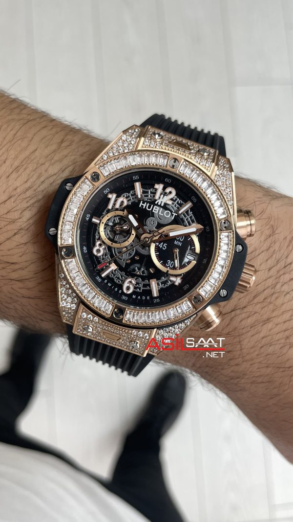 Hublot Unico Diamond Big Bang King 44mm Rose Replika Saat