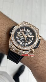 Hublot Unico Diamond Big Bang King 44mm Rose Replika Saat