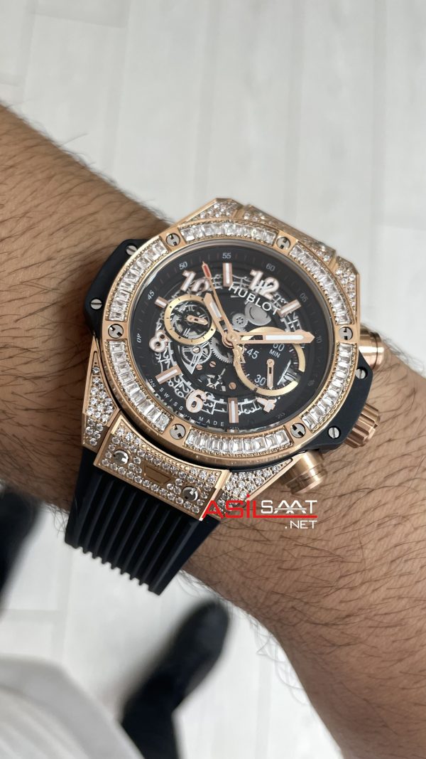 Hublot Unico Diamond Big Bang King 44mm Rose Replika Saat