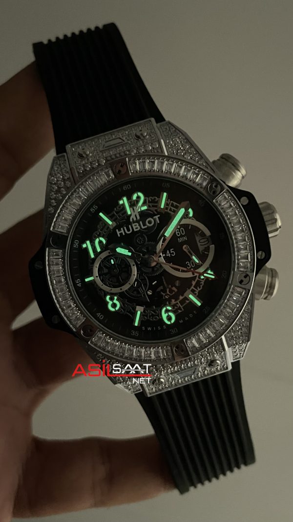 Hublot Unico Diamond Big Bang King 44mm Silver Replika Saat