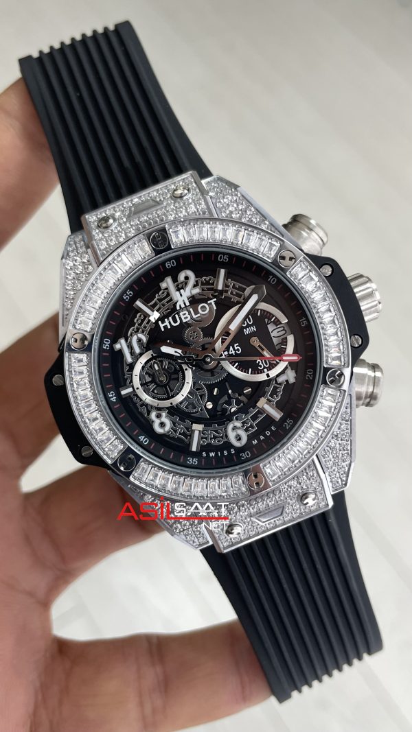Hublot Unico Diamond Big Bang King 44mm Silver Replika Saat