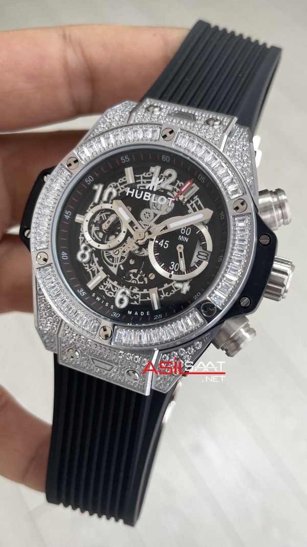 Hublot Unico Diamond Big Bang King 44mm Silver Replika Saat