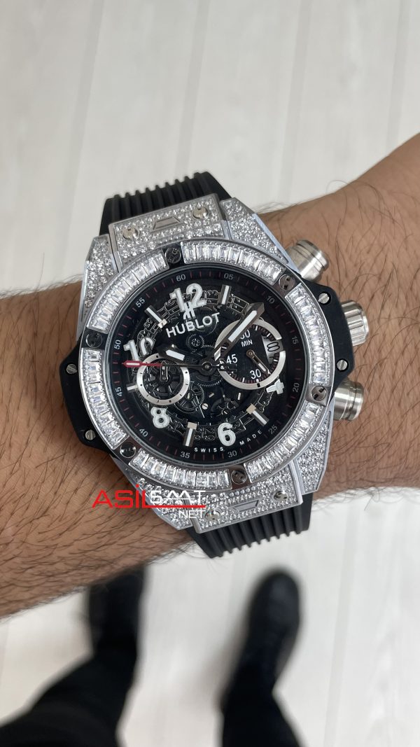 Hublot Unico Diamond Big Bang King 44mm Silver Replika Saat