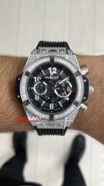 Hublot Unico Diamond Big Bang King 44mm Silver Replika Saat