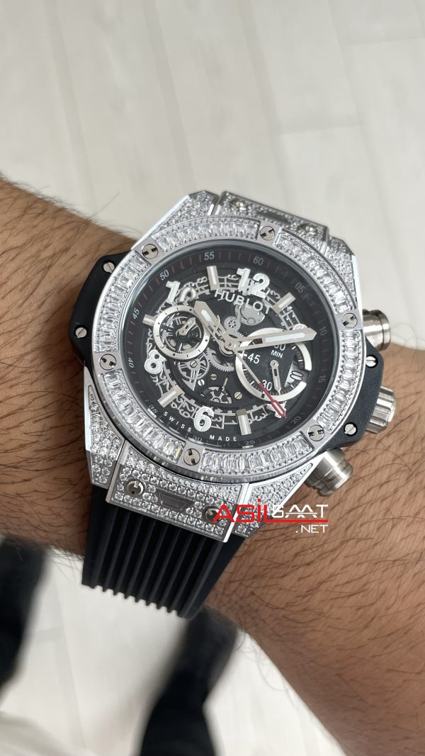 Hublot Unico Diamond Big Bang King 44mm Silver Replika Saat