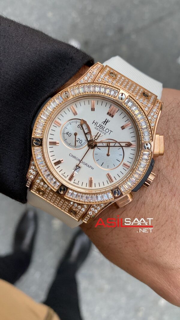 Hublot Vendome Taşlı Beyaz Rose HBV013