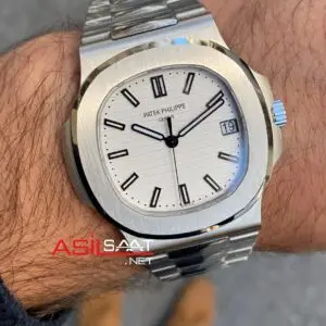 Patek Philippe Nautilus 5711 Silver 40 mm Beyaz Kadran 324 SC Super Klon Eta Saat