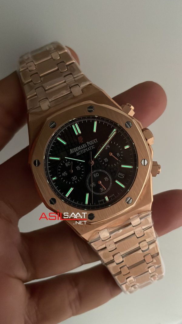 Audemars Piguet Royal Oak Chronograph 26240OR Siyah Kadran Rose Replika Saat