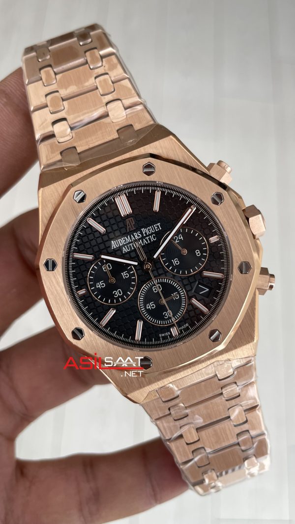 Audemars Piguet Royal Oak Chronograph 26240OR Siyah Kadran Rose Replika Saat
