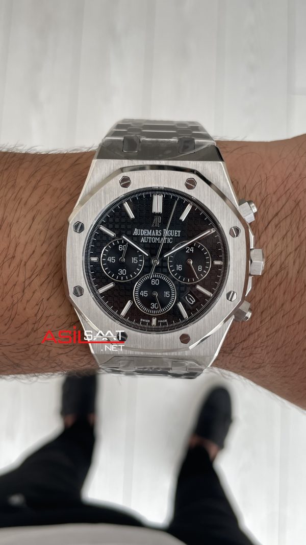 Audemars Piguet Royal Oak Chronograph 26240ST Siyah Kadran 41 mm Silver Replika Saat