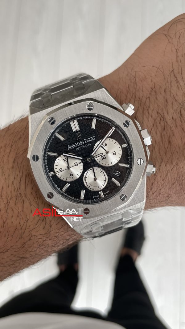 Audemars Piguet Royal Oak Chronograph 26331ST Siyah Kadran 41mm Silver Replika Saat