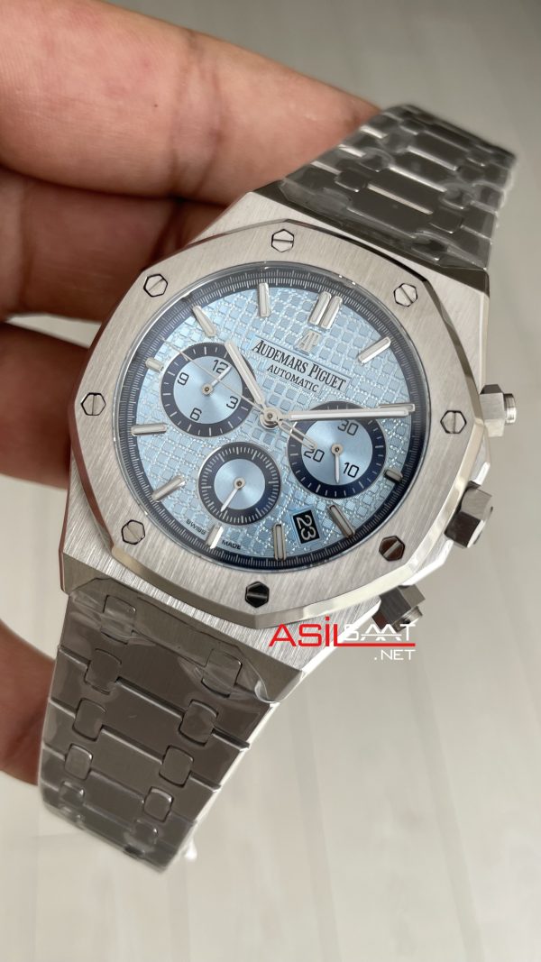 Audemars Piguet Royal Oak Chronograph Tifany 26331ST Ice Blue 41 mm Silver Replika Saat Audemars Piguet Royal Oak Chronograph Tifany 26331ST Ice Blue 41 mm Silver Replika Saat