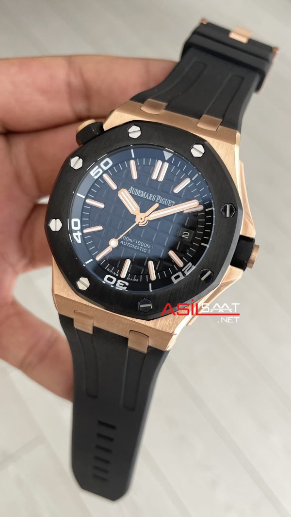 Audemars Piguet Royal Oak Offshore Diver Cup 15709TR Siyah Kadran 42mm Rose Replika Saat