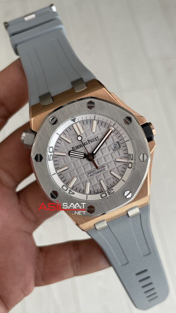 Audemars Piguet Royal Oak Offshore Diver Japan Limited Edition Gri Kadran 15711OI Rose 42mm Replika Saat
