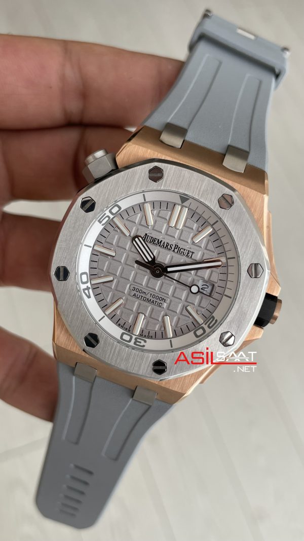 Audemars Piguet Royal Oak Offshore Diver Japan Limited Edition Gri Kadran 15711OI Rose 42mm Replika Saat