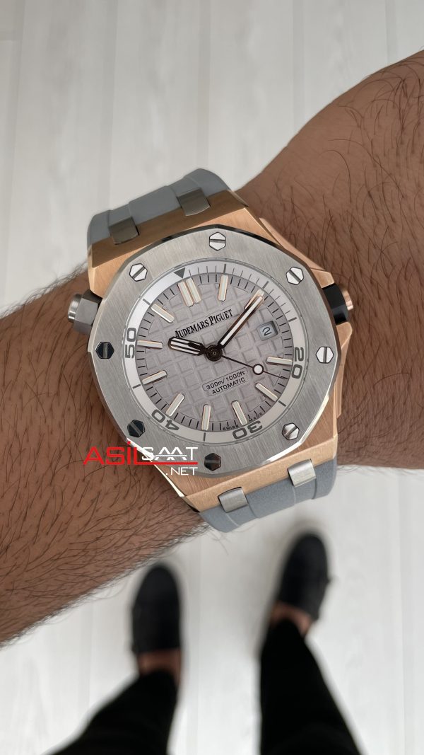 Audemars Piguet Royal Oak Offshore Diver Japan Limited Edition Gri Kadran 15711OI Rose 42mm Replika Saat