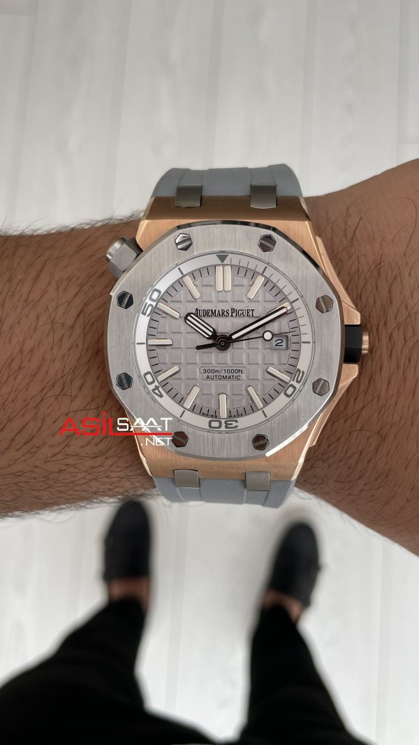 Audemars Piguet Royal Oak Offshore Diver Japan Limited Edition Gri Kadran 15711OI Rose 42mm Replika Saat