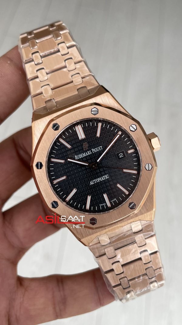 Audemars Piguet Royal Oak Siyah Kadran 15400OR Rose Replika Saat