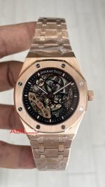 Audemars Piguet Royal Oak Skeleton 15407OR Double Balance iskelet Rose Replika Saat