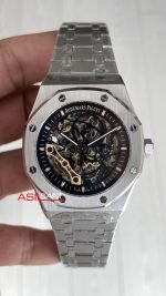 Audemars Piguet Royal Oak Skeleton 15407ST Double Balance iskelet Silver Replika Saat